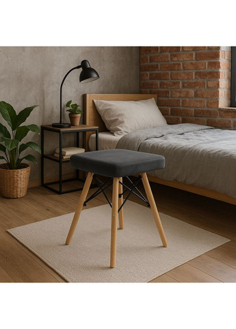 Табурет Werk квадратный с деревянными ножками серый темный Leobert (361952013)