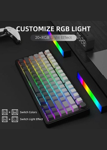 Бездротова механічна Клавіатура (перемикачі White Jade)+ наклейки укр розкладки, Hot-Swap, RGB, чорна ATTACK SHARK X85 (346496162)