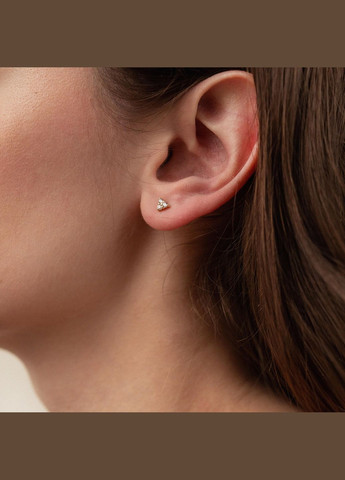 Золоті сережки - пусети Трикутники з фіанітами с07700 Oniks (264644414)