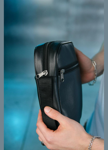 Барсетка кож. черная белое лого var2 No Brand (332195884)