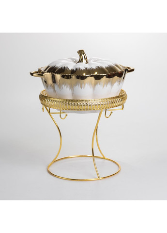 Суповой сервиз из фарфора 8 предметов на 6 персон на металлической подставке, золото Yiwu (366062629)