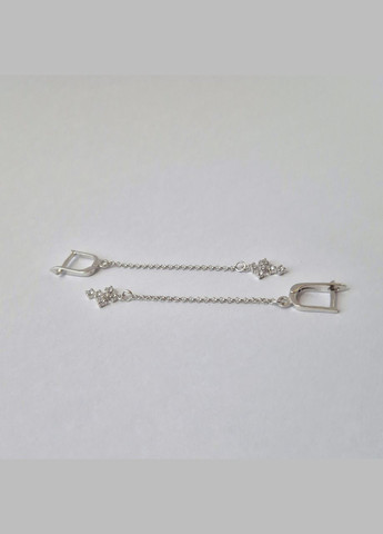 Срібні сережки з підвіскою Хрести на ланцюжку з Білими каменями срібло 925 проби родоване 53101р 2.60г No Brand (322426394)