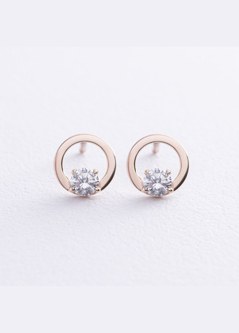 Серьги - пусеты Круговорот с фианитами (желтое золото) с08727 Oniks (264825669)