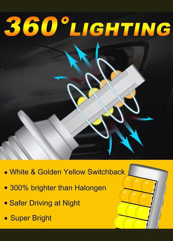 Светодиодная лампа H3 LED 3030 24 SMD 12-24 В желтый / белый No Brand (315362506)