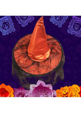 Шапка відьми з вуаллю Хелловін one size червоно-чорний Jannet Капелюх (360920686)