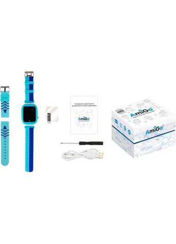 Детские часы с сим картой GO004 Splashproof Camera+LED голубые Amigo (282001392)