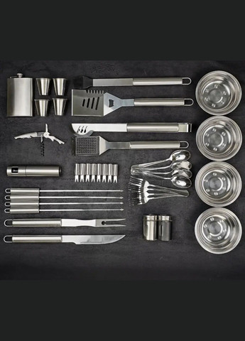 Подарочный набор для гриля барбекю и мангала в деревянном кейсе – 39 предметов | Нержавеющая сталь Handmade WC-013 (347291589)