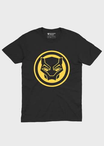 Чорна демісезонна футболка для хлопчика з принтом супергероя - чорна пантера (ts001-1-bl-006-027-004-b) Modno