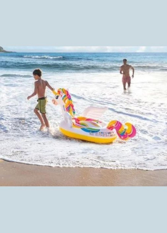 Надувний плотик для катання 57561 «Єдиноріг», 198 х 140 х 102 см, жовтий Intex (323217207)