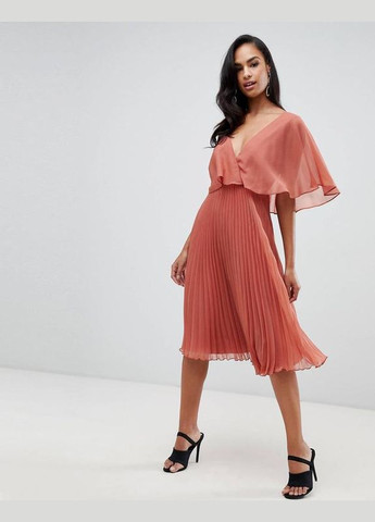 Оранжевое платье меди плиссе Asos