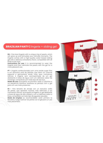 Набор Brazilian Panty из черных трусиков и лубриканта Intt (347315328)