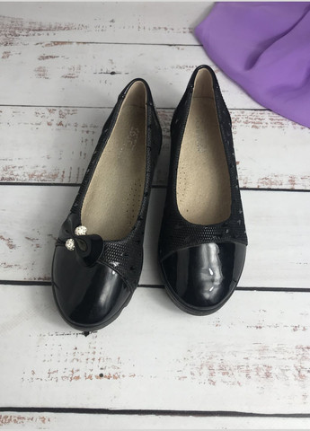 Черные туфли детские для девочки черный (990) на платформе Бабочка