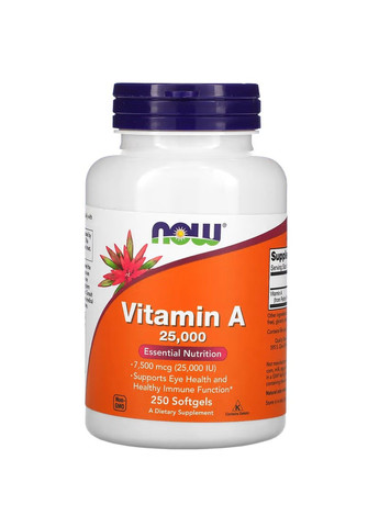 Вітамін А Vitamin A 25,000 IU - 250 софтгель Now Foods (293965316)