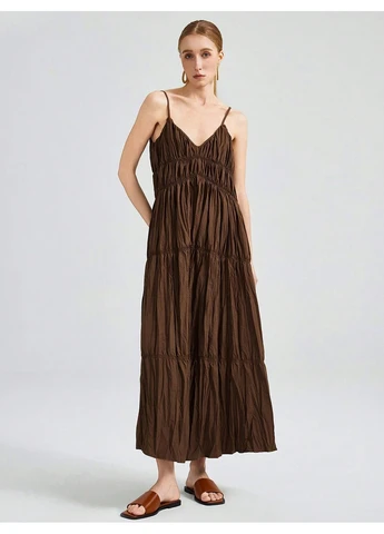 Коричневое платье SHEIN однотонное