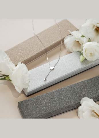 Срібне кольє з сердечком протяжка на тонкому ланцюжку без каміння Каштан (342334713)