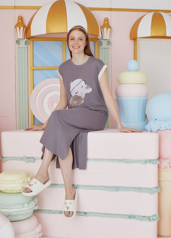 Сіра сорочка нічна жіноча Sevim