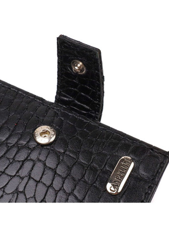 Зручний чоловічий гаманець із натуральної фактурної шкіри з тисненням під крокодила 21790 Чорний Canpellini (329150221)