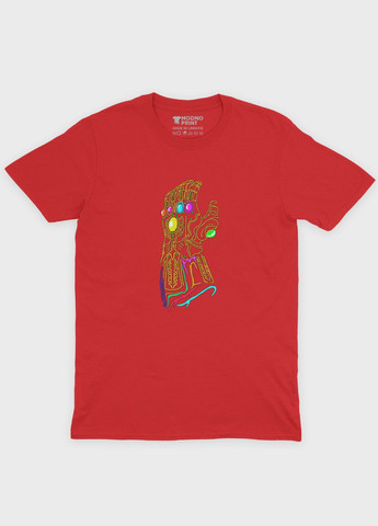 Красная демисезонная футболка для мальчика с принтом супезлоды - танос (ts001-1-sre-006-019-014-b) Modno
