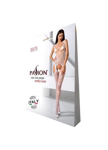 Відвертий бодістокінг з глибоким декольте BS075 white - CherryLove Passion білий