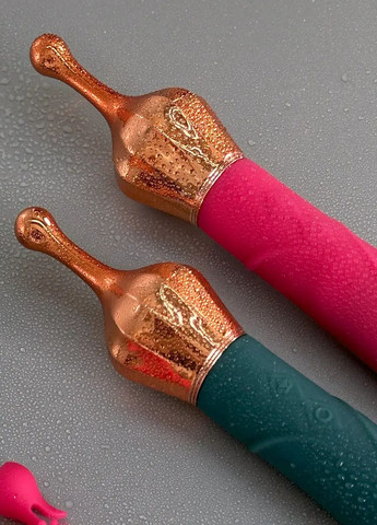 Двусторонний вибратор для стимуляции клитора с вакуумом зеленый No Brand (316534809)