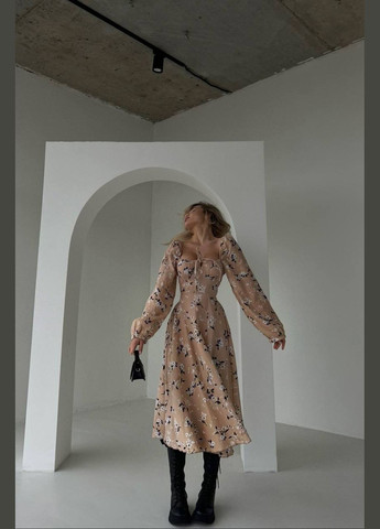 Бежева жіноче плаття з мусліну колір бежевий р.42/44 449999 New Trend
