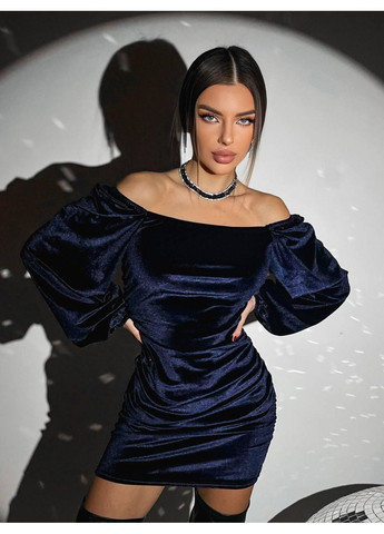 Темно-синя жіноча сукня оксамит No Brand