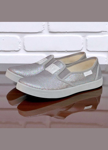 Серебристые ортопедические текстильные слипоны для девочки тапочки для подростка валди Waldi