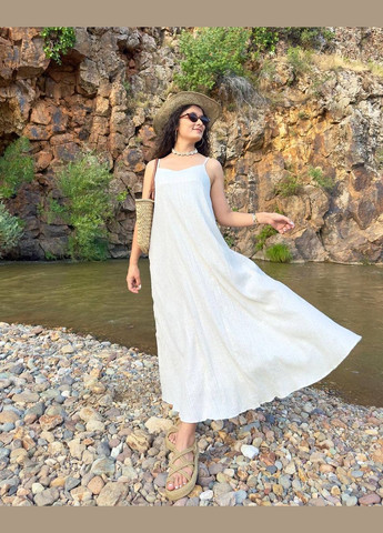 Білий пляжна, повсякденний, кежуал, коктейльна жіноча сукня а-силует FINO Mode однотонна