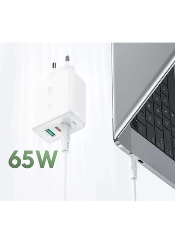 Сетевое зарядное устройство A13 Fast Charger PD 65W 2×Type-C / 1×USB с кабелем Type-C to Type-C - White Acefast (382806565)