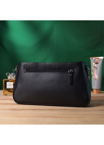 Жіноча сумка багет з ланцюжком і знімним ремінцем із зернистої натуральної шкіри 26,5х15х5,5 см Shvigel (315869946)