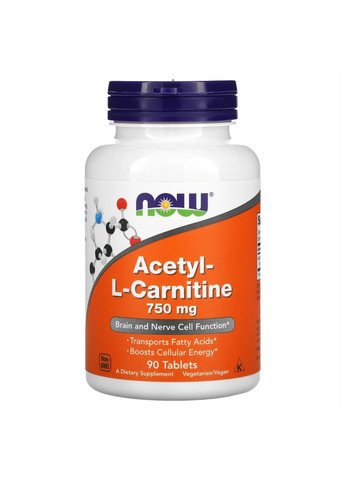 Жироспалювач Acetyl L-Carnitine 750mg - 90 tabs Now Foods (285736267)