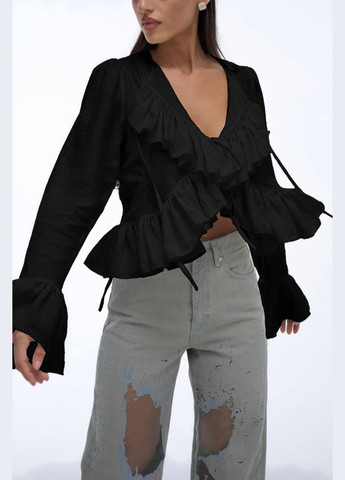 Черная коктейльный, классическая, повседневный, кэжуал, вечерний рубашка No Brand с длинным рукавом