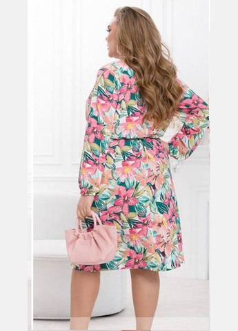 Персикова сукня жіноча леді досконалість міді sf-255/1 50-52 Sofia з абстрактним візерунком