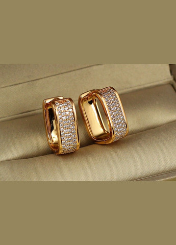 Сережки квадратні кільця 1.8 см золотисті Xuping Jewelry (317752160)