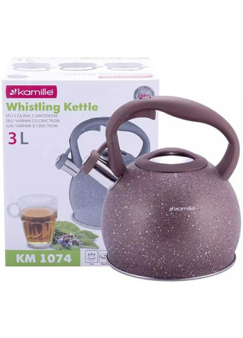 Чайник Whistling Kettle 3л з нержавіючої сталі зі свистком (коричневий граніт) Kamille (339782030)
