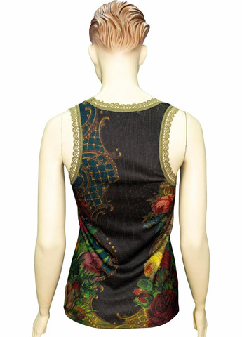 Женская майка "Цветочная феерия" с кристаллами Swarovski, кружевом и глитером (р-L) Michal Negrin — 347018210