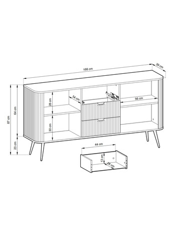Комод Зова/Zova 2-дверный с 3 ящиками и черными ножками KSZ168 (PFH-091281) Perfect Home (367179112)