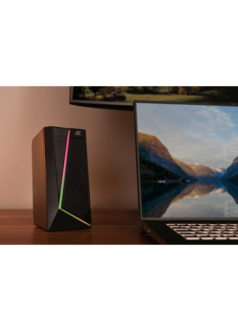 Акустична система -PCS233BK PCS233 RGB, 2.0, USB, Black 2E (361965400)