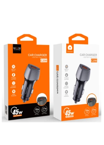Автомобильное зарядное устройство для PD20W+QC3.0 Grey (6972573333394) WUW C206 (362219568)