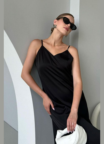 Черное праздничный, коктейльное, вечернее, деловое шелковое платье No Brand