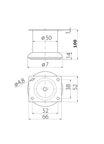 Ножная мебельная опора D=50, H=100мм металл для шкафов тумб диванов комодов пуфов (хром) для шкафа Sigma (333828799)