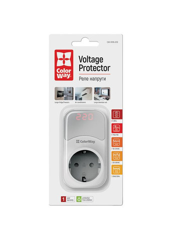 Реле напряжения DS1 16A/3680W White (CWVR16-01D) Colorway (306553842)