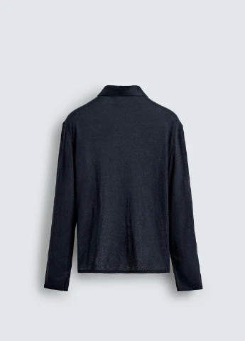 Темно-синяя футболка-поло для мужчин Zara однотонная