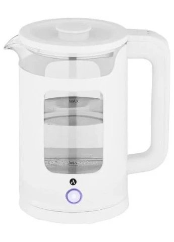 Електрочайник EKL-T31GW,, 1350W, 1.5л, дисковий, скло, індикатор рівня води, підсвічування, відключення при недостатній Ardesto (395353413)