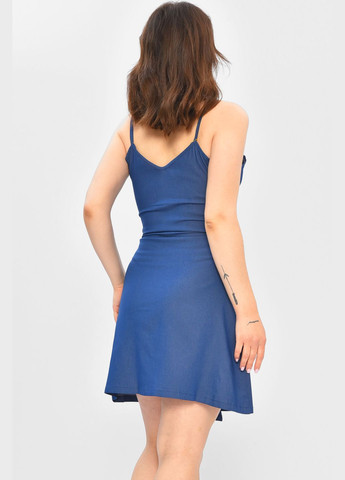 Летний женский сарафан женский однотонный тёмно-синего цвета Let's Shop однотонный