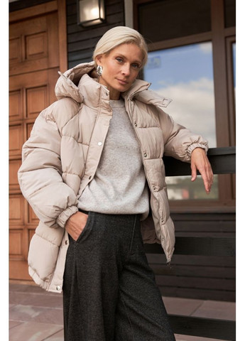 Бежевая куртка-пуховик 3675 серый Triko Bakh