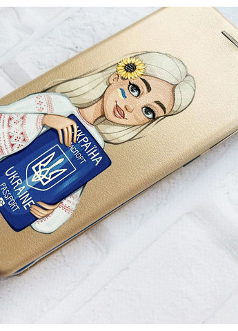 Чехол-книга с рисунком для Samsung Galaxy A24 Золотой:: Девушка с паспортом (принт 13) G-Case (360675388)