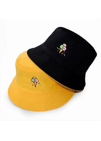 Панама двостороння літня унісекс Морозиво чорна-жовта 100% бавовна легка стильна універсальна 57–58 см для подорожей No Brand (364859627)
