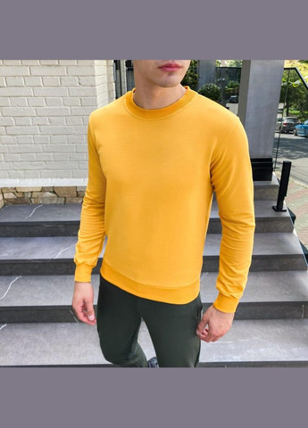 Желтый базовый мужской свитшот однотонный жёлтый однотонный без декора (342745260)