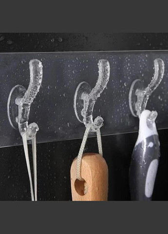 Вешалка самоклеящаяся настенная на 6 крючков, крючки для ванной комнаты и кухни прозрачный (GT050857) HOM (333707582)